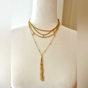 NEW Ettika Gold Layered Tassel Necklace